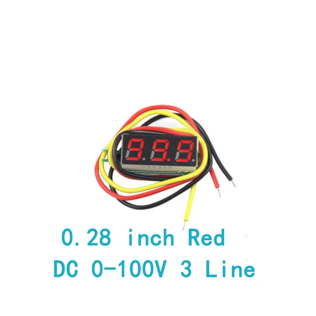 

DC 0 В-100 В 0,28 дюйма светодиодный цифровой вольтметр измеритель напряжения детектор напряжения монитор тестер панель автомобиля 12 В 24 В красный зеленый синий желтый