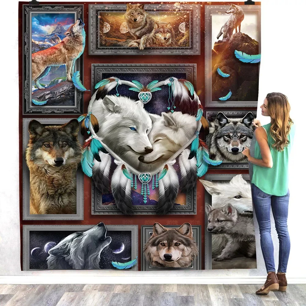 

CLOOCL Blanket Beautiful Animal Wolf Printed Pattern Throw Blankets for Beds Teenager Home Decoration Beddings Kids Adult Quilts