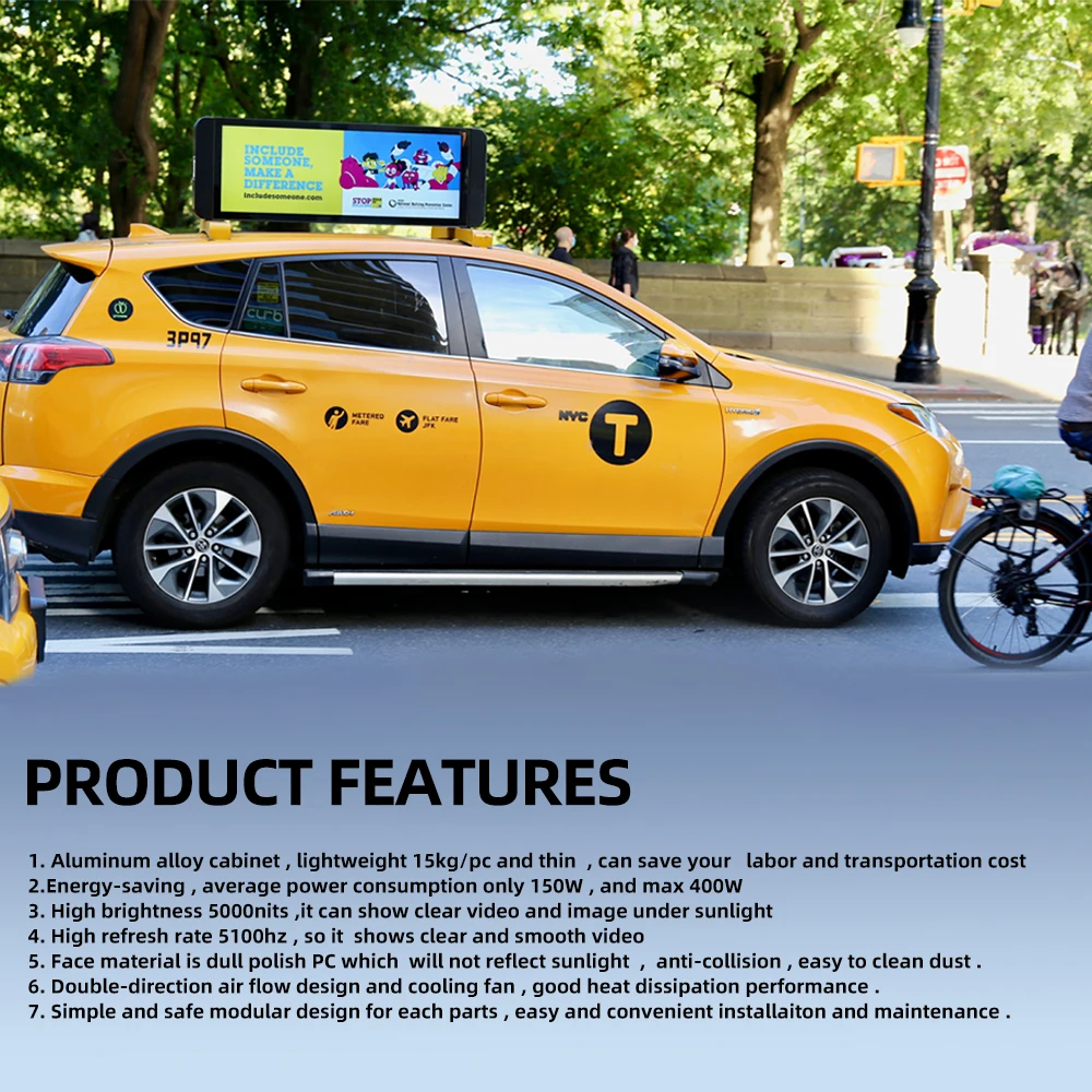 

P2.5 P3 P5 3G/4G Wifi ,USB double side fullcolor advertising led sign taxi top led display waterproof