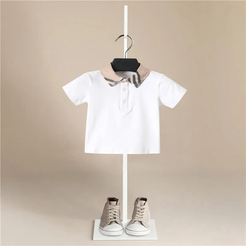

2020 New stripe Boys Girls Cotton lapel Short Sleeves T-Shirts Children's Tshirt Solid color T Shirt Baby Girl Tops Kids Tees