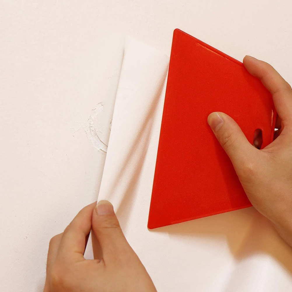 4PCS Plastic Putty Filler Scrapers Set Flexible DIY Putty Cleaning Decorate Flexible Wallpaper Paint Scrapers Tool With Hole Red