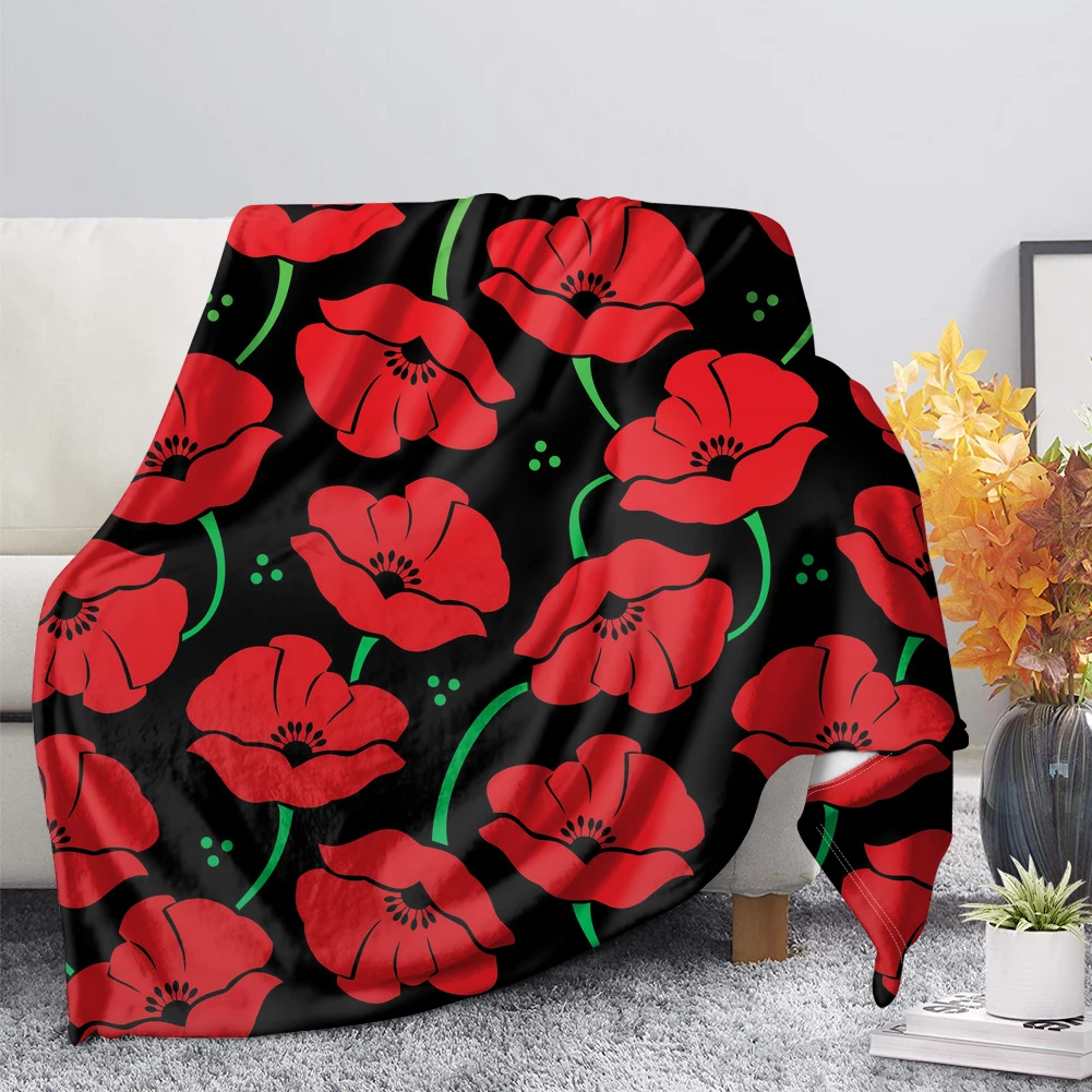 

Upetstory Printing Poppy Flower Throw Blanket Print on Demand Sherpa Blankets Soft for Sofa Customized DIY Plush Thin Quilt