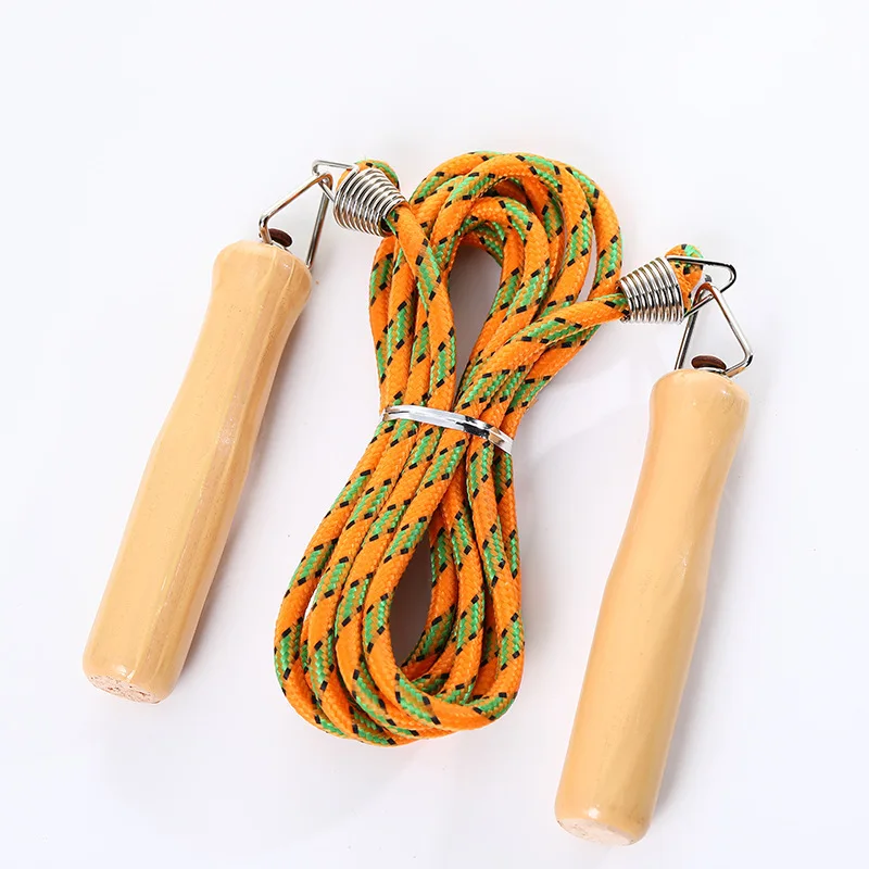Хлопковая резиновая скакалка с деревянной ручкой спортивное оборудование для