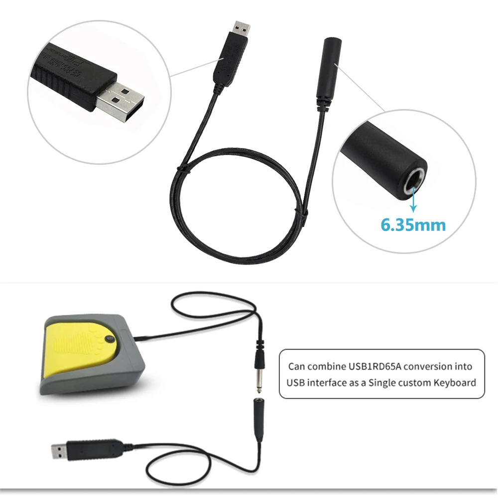 Электронный музыкальный инструмент ножной Педальный переключатель с кабелем 6 35