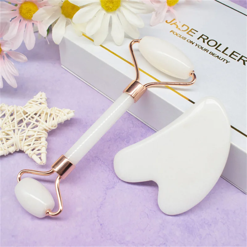 

1 Natural Facial Massager Roller Jade Face Guache Scraper Neck Body Relaxation Slimming Gua Sha Board Beauty Thin Lift Skin Care