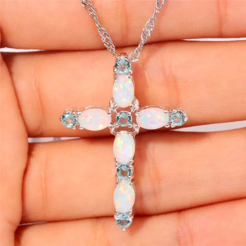 Женское ожерелье с подвеской-крестом Opals фиолетовым цирконием Ожерелье-чокер