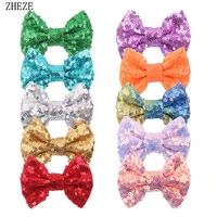 10pcslot new 54 colors trendy 3 mini sequins bows for girls headband hair clip glitter chic hairpins diy hair accessories