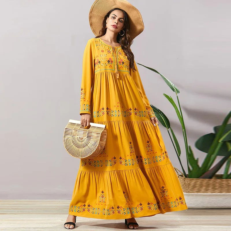 

В богемном стиле размера плюс Женское шерстяное пальто с длинными рукавами для девочек с вышивкой складки Свободные повседневные Mommy and me/пы...