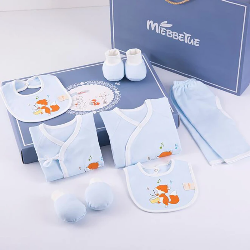 9 Pcs/set Newborn Baby Girl Boy Clothes Infant Rompers Blanket Accessories Cotton Babt Clothing Outfits Suit Spring Autumn | Детская