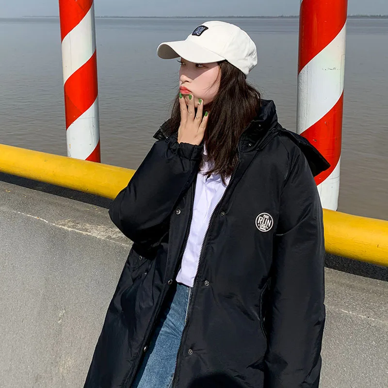 Hooded Bread Coat Down Coat Cotton Coat Women Korean Loose Winter Coat Mid-Length Thick Warm Padded Jacket 2021 New s1047