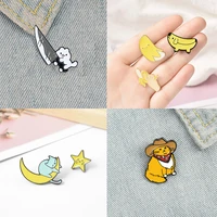 cartoon animal brooch banana kitten pin jewelry decoration badge clothes lapel pin jewelry gift