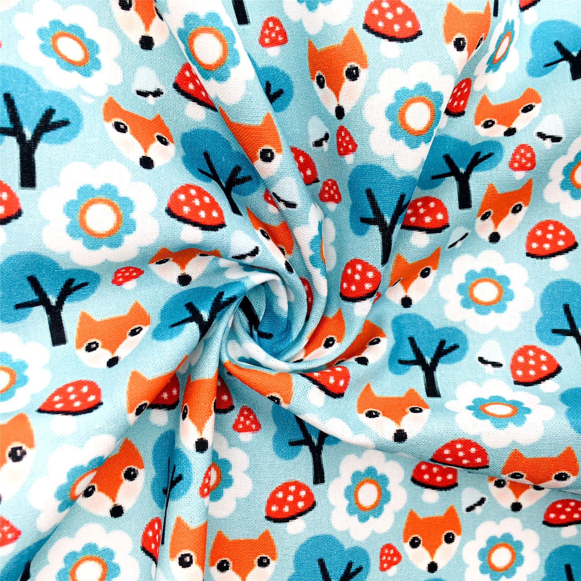 50*145cm Fox Animal 100% Pure/ Polyester Cotton /4 Ways Stretch Material Patchwork Sewing Fabrics Quilt Needlework DIY Cloth - купить по