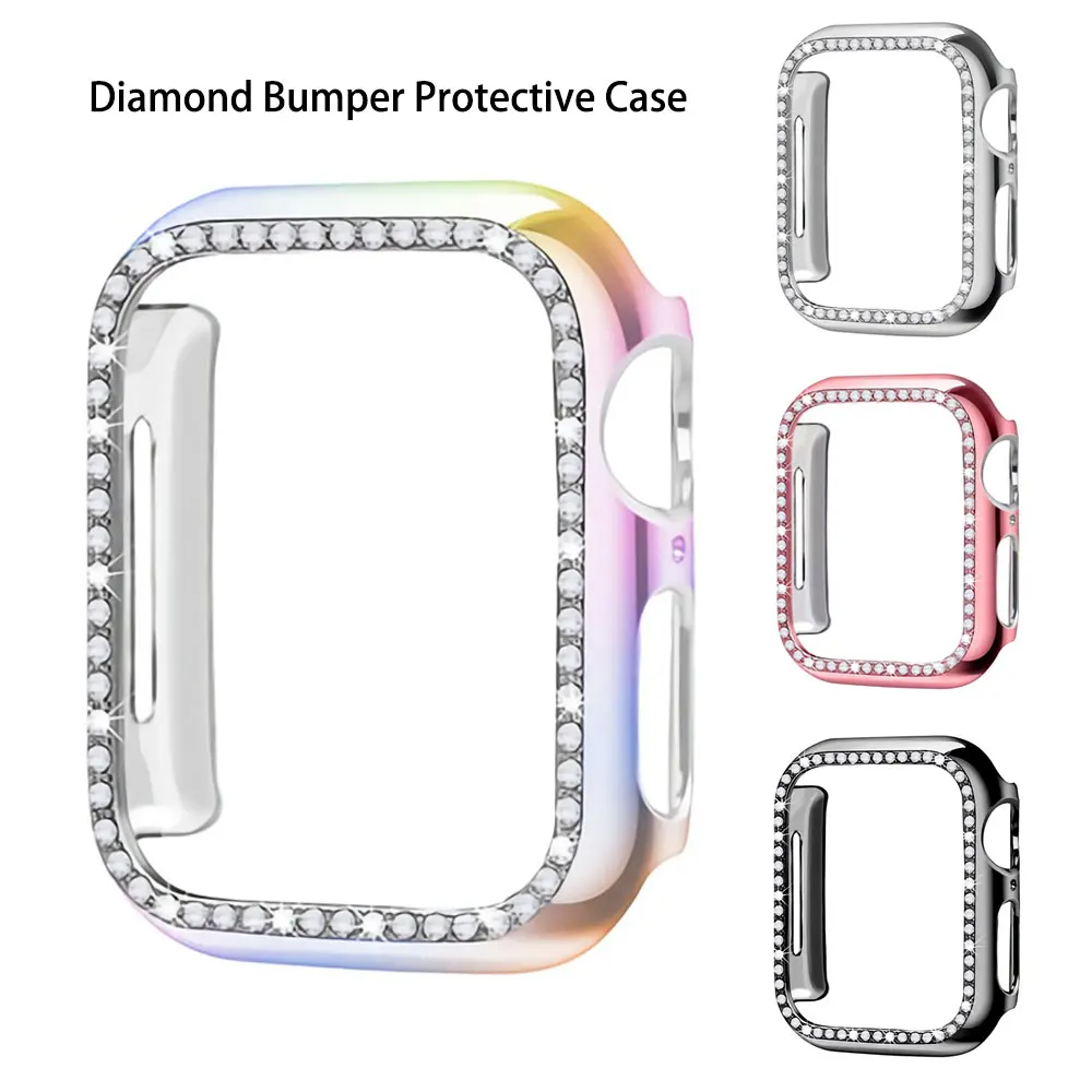 

Алмазный чехол для Apple watch аксессуары 6 5 4 SE 3 2 1 44 мм 40 мм 42 мм 38 мм для женщин Iwatch защита экрана защитный бампер