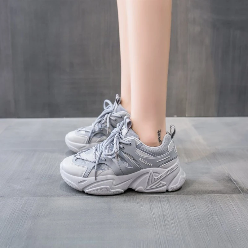 

Woman Platform Chunky Sneakers Vulcanized Shoes Mesh Women Casual Shoes 2021 Fashion Luxury Designers Brand Tenis Female