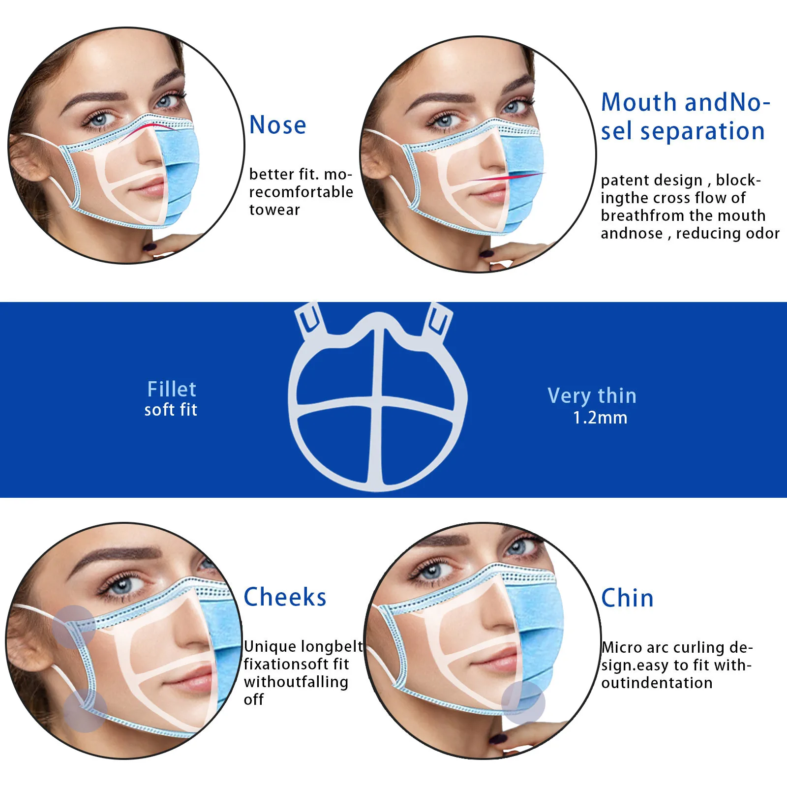 

3D Mask Bracket Face Mask Inner Support Frame Comfortable Breathing Washable Reusable Safety Plastic Mask Holder Bracket