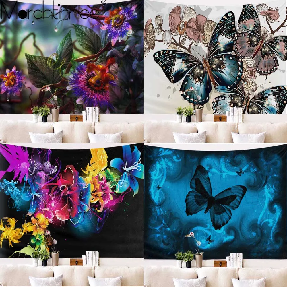 

Fantasy Floral butterfly Pattern Tapestry Boho Wall Hanging Tarot Indian Mandala Tapestry Home Bedroom Decorating Throw Blanket