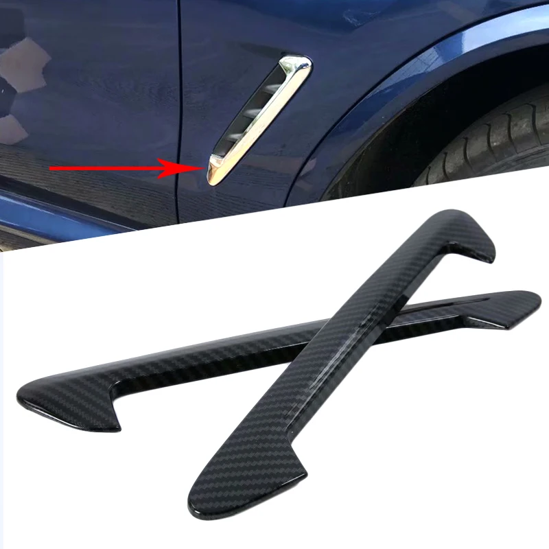 

Car Accessories For BMW X3 G01 2018 Outside Body Air Conditioning AC Vent Outlet Flow Fender Molding Cover Kit Trim Carbon Fiber