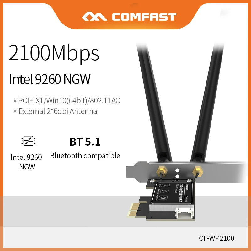 Comfast двухдиапазонный PCI-E беспроводной адаптер 2100 Мбит/с 5 ГГц Wi-Fi сетевая карта Bluetooth-совместимый адаптер BT4.2 приемник
