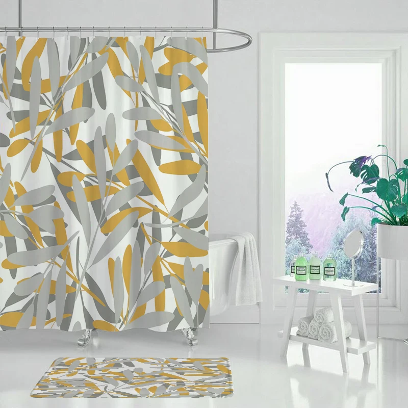 Набор штор для душа цветочный сад лист зеленый тропический завод занавеска