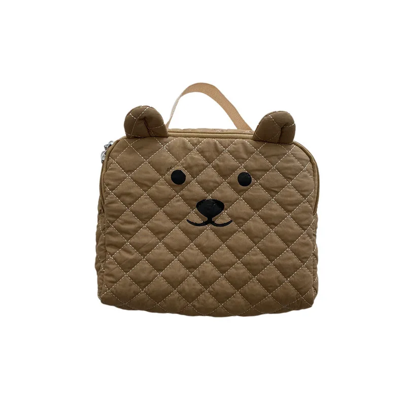 Хлопковый детский маленький рюкзак с милым медведем повседневный стеганый