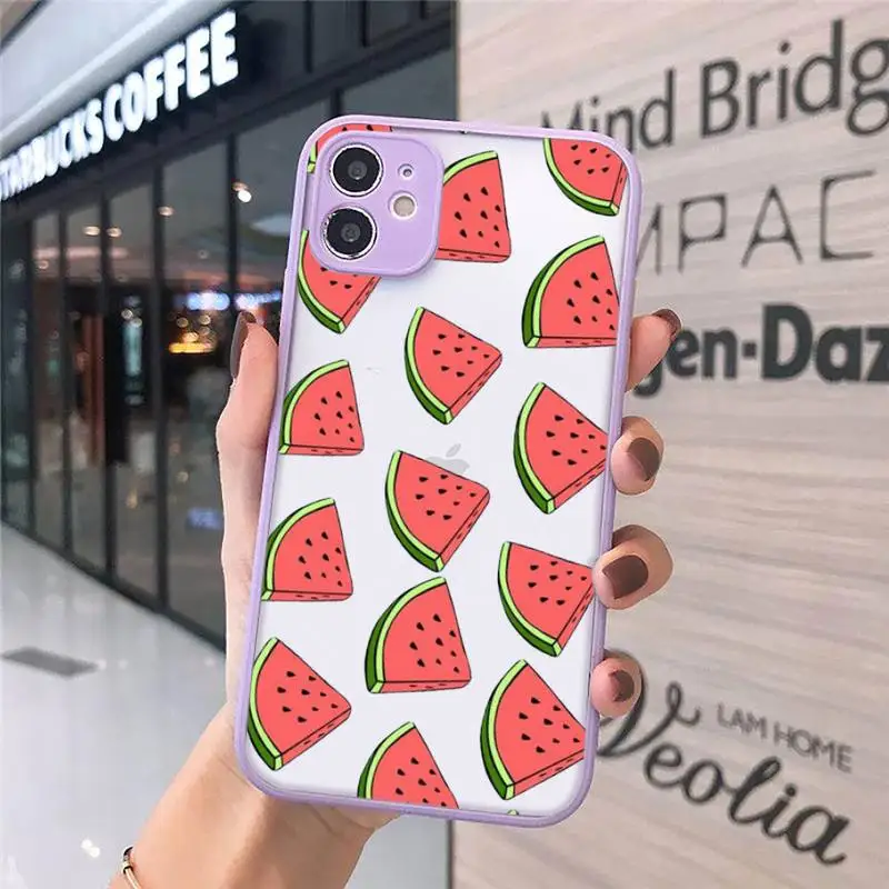 

Cartoon fruit coconut watermelon cherry Phone Cases matte transparent For iphone 7 8 11 12 plus mini x xs xr pro max cover