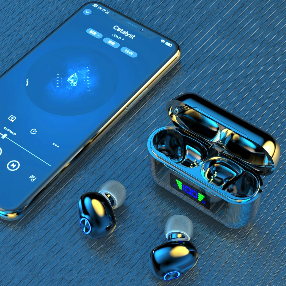 

TWS Headset Wireless Stereo Earphones Headphone LED Display Noise Cancelling Waterproof Earbud with Mic for Huawei Xiaomi