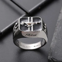 mengyi fashion creative mustang racing mens ring domineering punk party jewelry rock friends gift