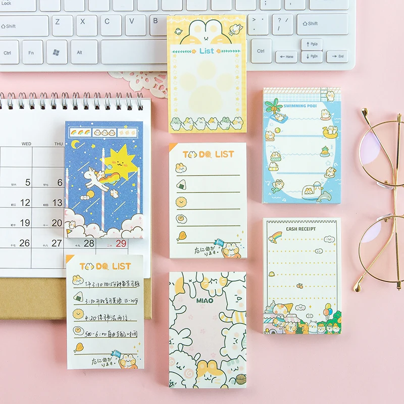 

100sheets Cute cartoon Unicorn Cat Sticky Notes Memo Pad Diary Stationary Scrapbook Decorative To do list N Times Sticky