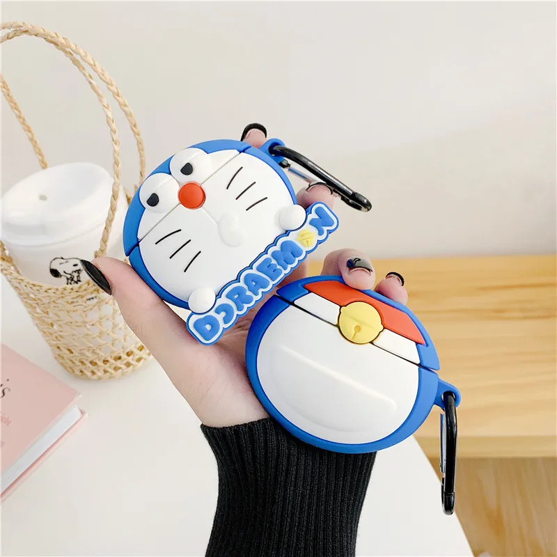 3D милые японские Мультяшные Doraemon корпусы гарнитурные для Apple Airpods 1/2 Милые силиконовые ударопрочный наушник крышка аксессуары