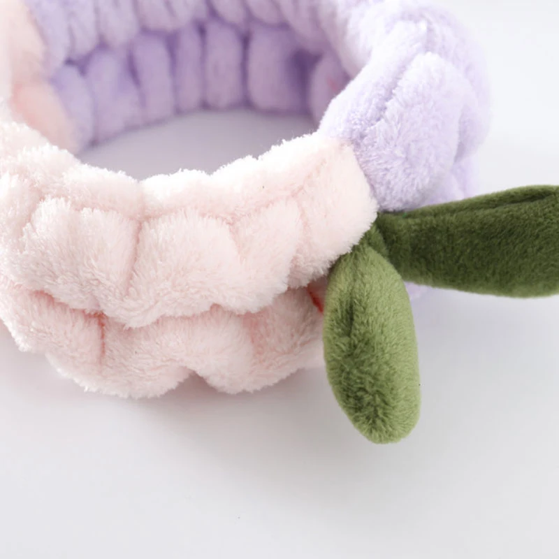 

Korean Fashion Women Head Wrap Soft Coral Fleece Bean Sprouts Wash Face Turban Splicing Color Makeup Headbands Hair Accessories