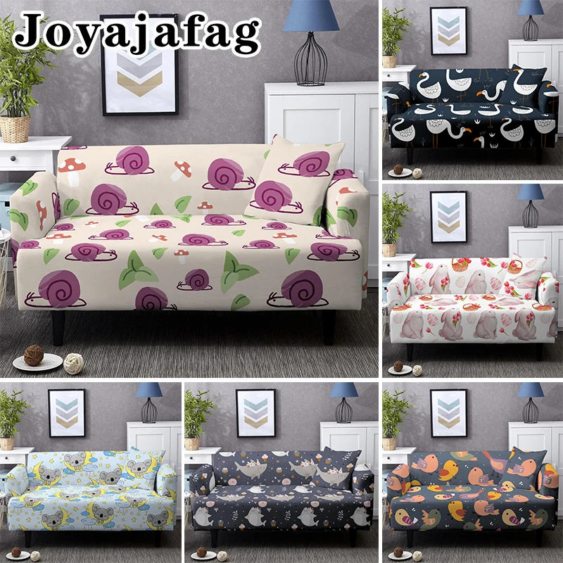 

Lovely Cartoon Animal Stretch Slipcover 1/2/3/4 Seats Elastic Sofa Cover For Living Room Washable Corner Couch Covers Dust Proof