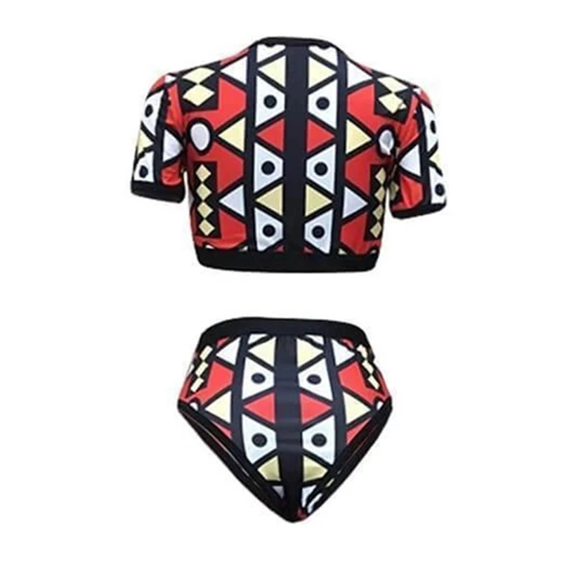 

High Waist Bikini African Print Swimsuit 2 Piece Sets Womens Zipper Swimwear High Waisted Bathing Suit Sexy Bikini 2021 Dropship