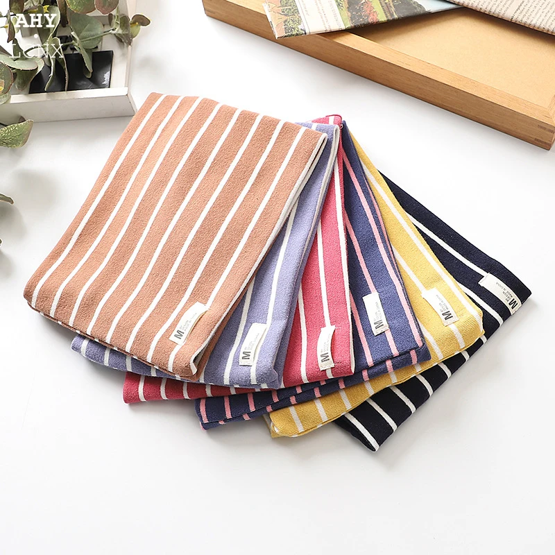 Зимний шарф-снуд для детей теплый хлопковый двухслойный шейный шарф в полоску