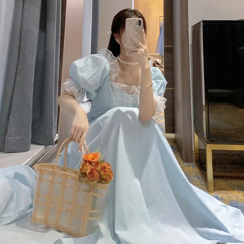 

Escape Princess Dress Spring New Palace Fairy Tale Style Puff Sleeve Lace Mid-length Dress First Love Fairy Dress