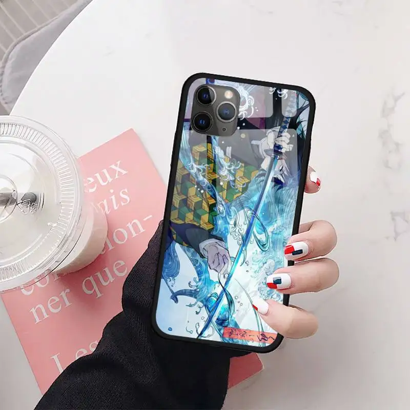 

Luxury Demon Slayer coque Phone Case Tempered glass For iphone 11 12 PRO MAX X XS XR 7 8 plus
