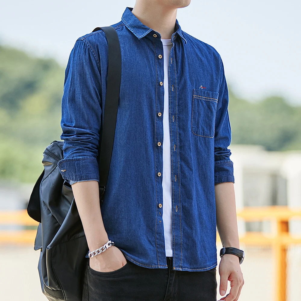 Reserve Aramy 100% Cotton Men Denim Shirts Male Slim Fit Casual Soft Jean Shirts Spring Summer Fashion Cowboy Top Dropshipping