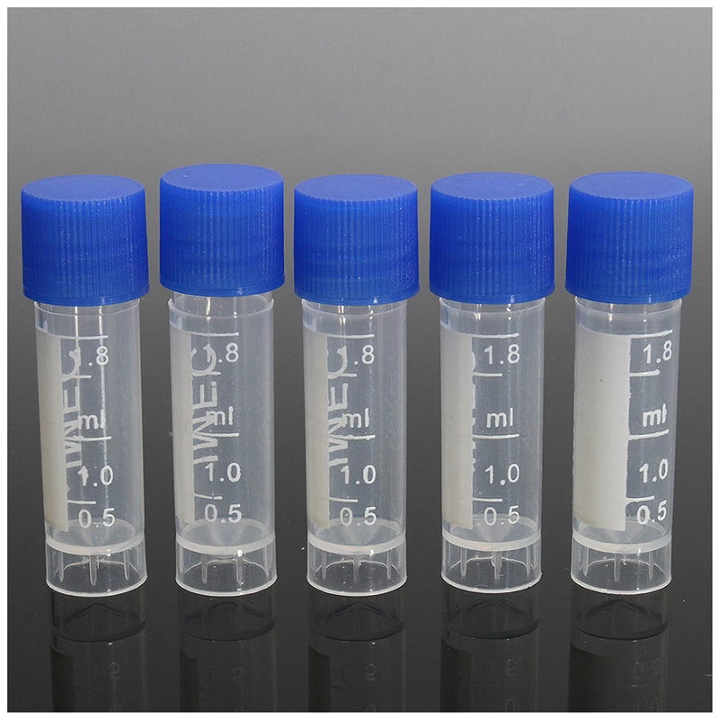 

50Pcs 1.8ml Plastic Graduated 0.063oz Cryovial Test Tube Sample Pipe With Seal Cap