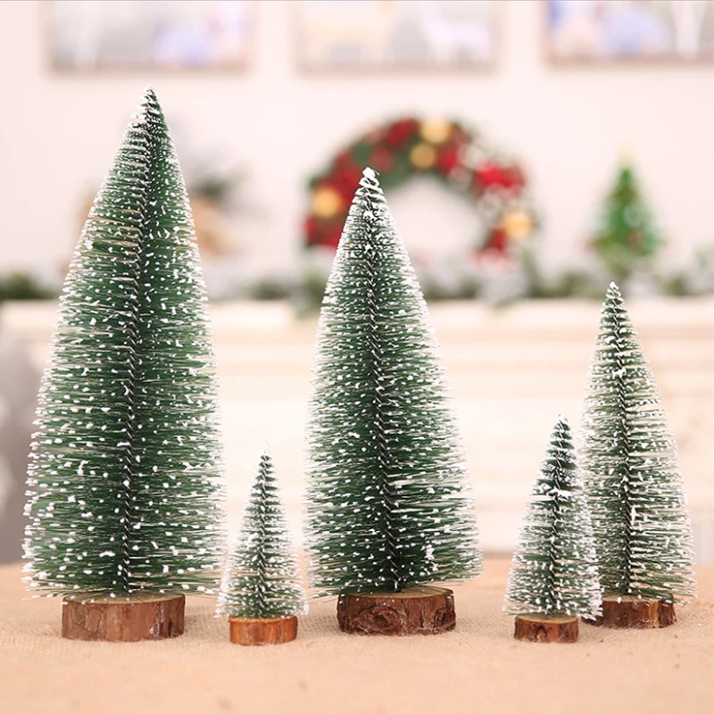 

Miniature Christmas Tree Small Artificial Sisal Snow Landscape Architecture Trees for Christmas Crafts Tabletop Decor