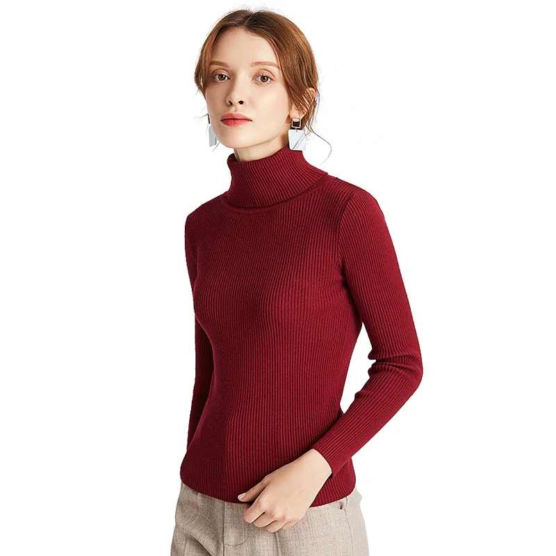 GLO-STORY Casual Basic Solid Women Turtleneck Sweaters Ribbing Long Sleeeve 2019 Autumn Winter Knitted Tops Female 6888 | Женская одежда