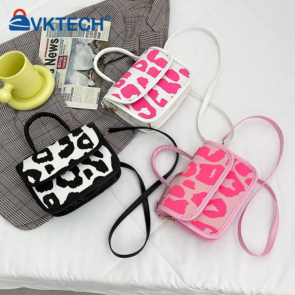 

Versatile Female Leopard Pattern Crossbody Bags Small PU Leather Shopping Handbags Ladies Flap Design Shoulder Bags