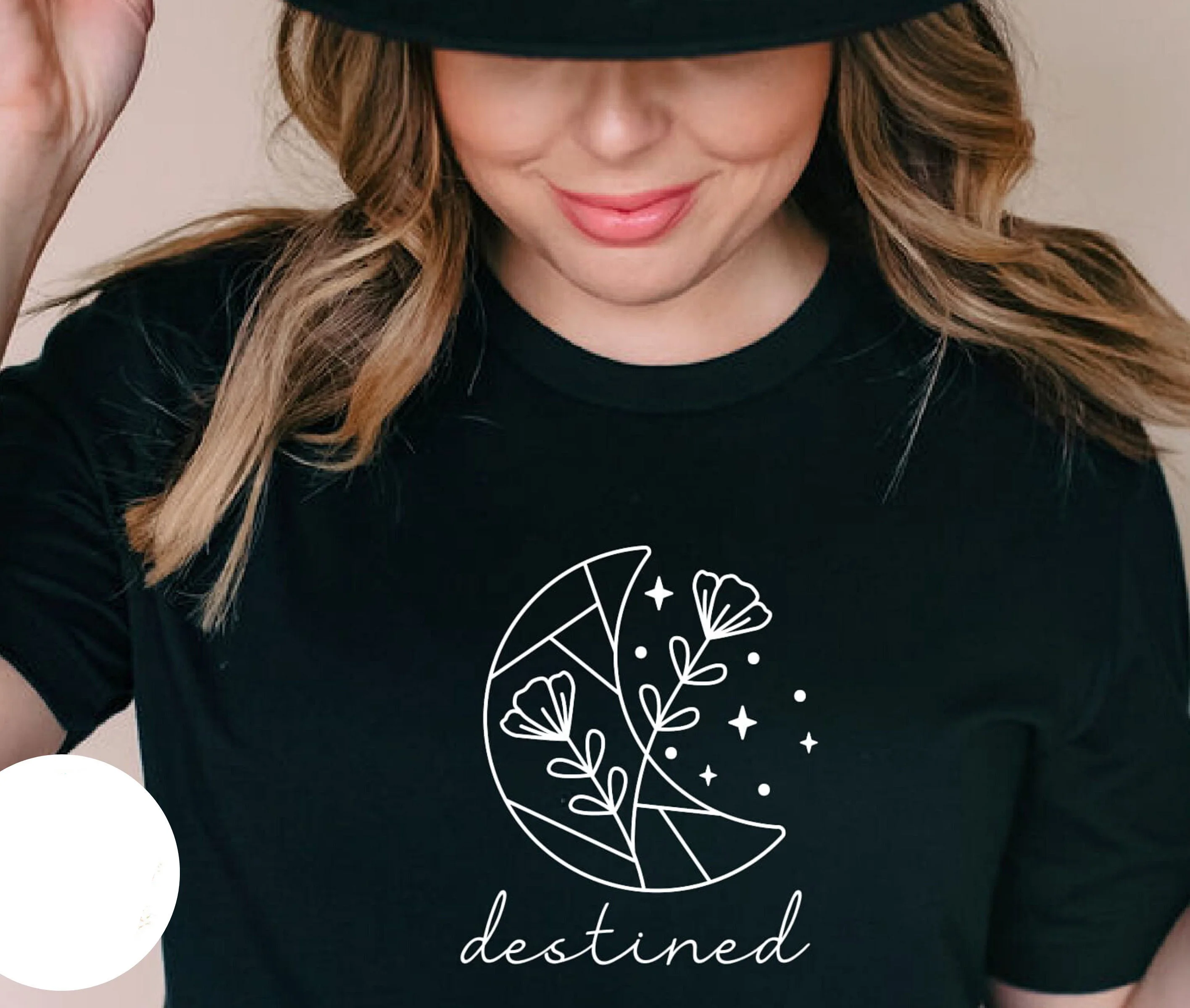 Предназначенных Луна начала цветы Графический Женская мода Чистый Повседневная