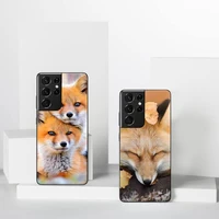 cute fox in autumn phone case for samsung a51 a32 a52 a71 a50 a12 a21s s10 s20 s21 plus fe ultra