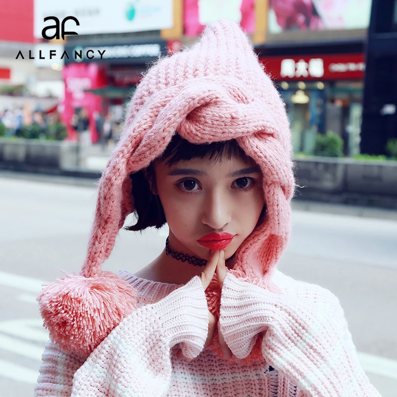 ALLFANCY/Милая шерстяная шапка в Корейском стиле с розовым сердцем для девочек