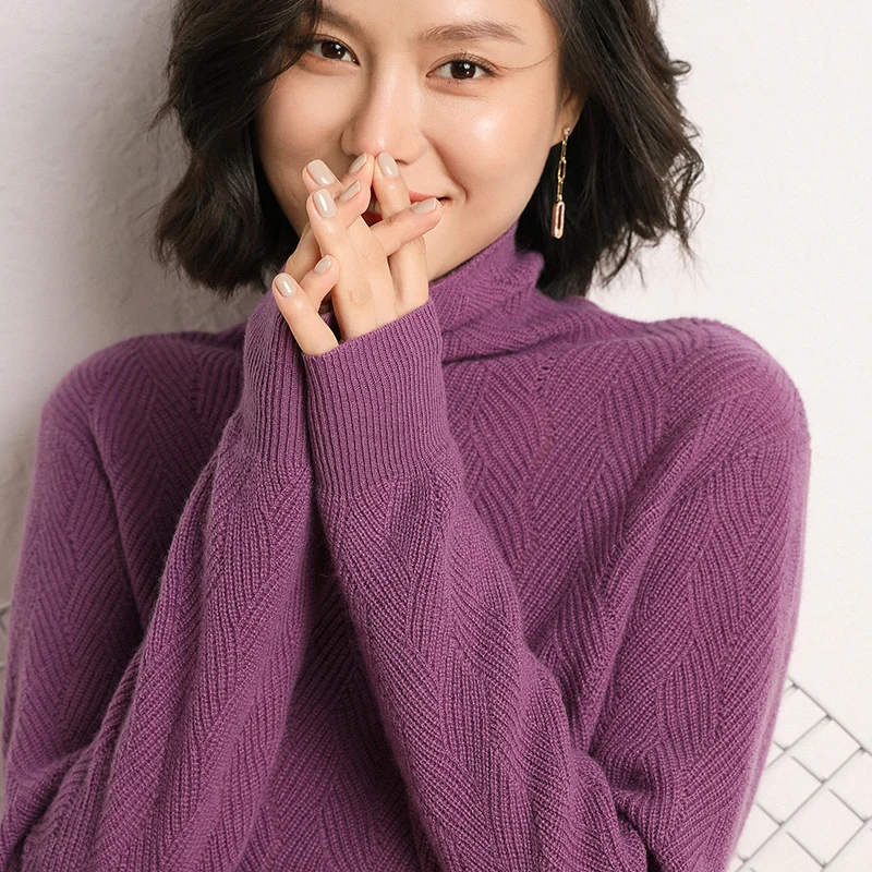 

2020 Women 100% Pure Cashmere Turtleneck Sweater Pullover Autumn Winter Basic Jumper For Female Soft Shirt Girl Clothes 5Colors
