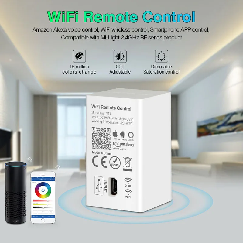 

Milightr YT1 WiFi Remote Smartphone App WiFi Wireless Controller compatible with Miboxer 2.4GHz RF Series Product