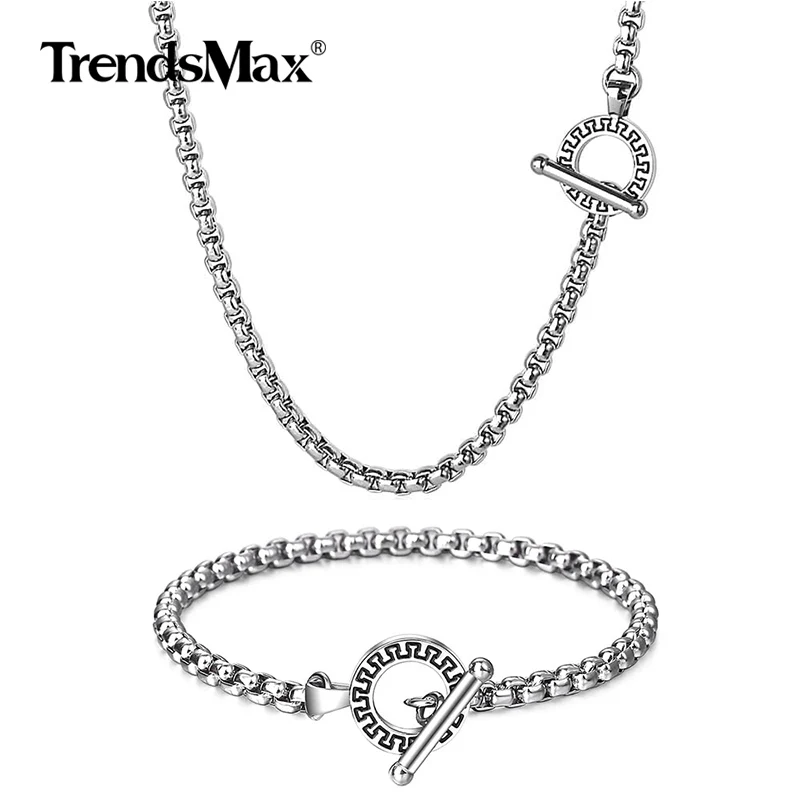 Набор ювелирных изделий от бренда Trendsmax колье браслет серебряного цвета цепочка
