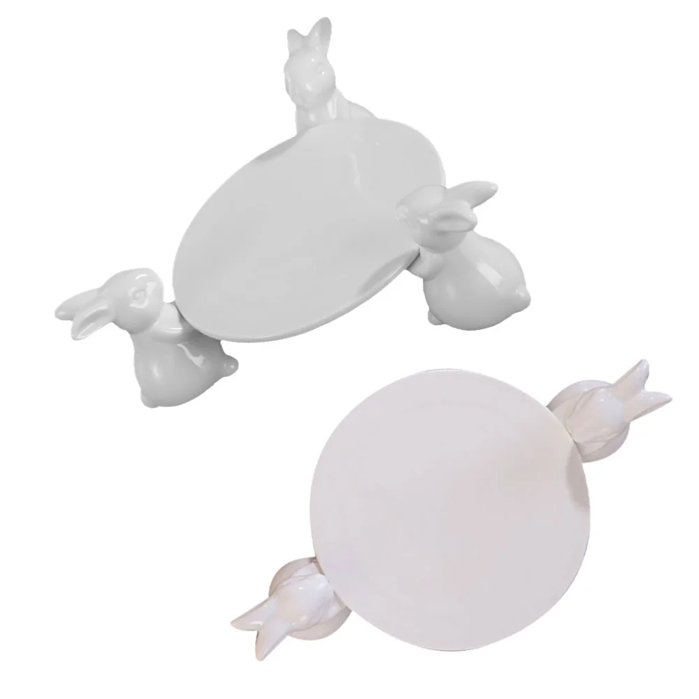 

2 Set Easter Ceramic Dish Bunny Design Storage Tray Home Ornament Ceramic Tray