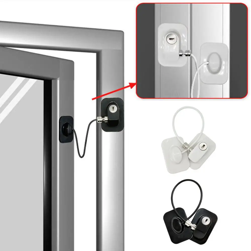 New Window Security Chain Lock With Key Multifunctional Cabinet Refrigerator Door Non Drilling Guard for Baby | Мать и ребенок