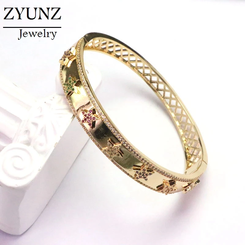 

3 шт., микро браслет со звездами, браслет золотого цвета с кубическим цирконием, Звездный браслет, браслет, модные ювелирные изделия