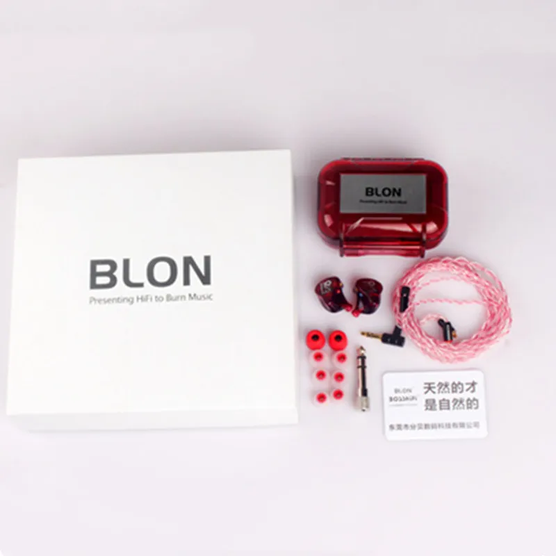 Red with Package Blon Cardinal IEM мощный MMCX HiFi наушники 10 мм Углеродные диафрагмы динамические наушники монитор сценические DJ наушники Смола уха бутон - Цвет: Red with Package